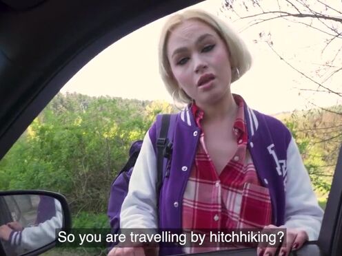 Blonde Hitchhiker Gives Road Head for Cash