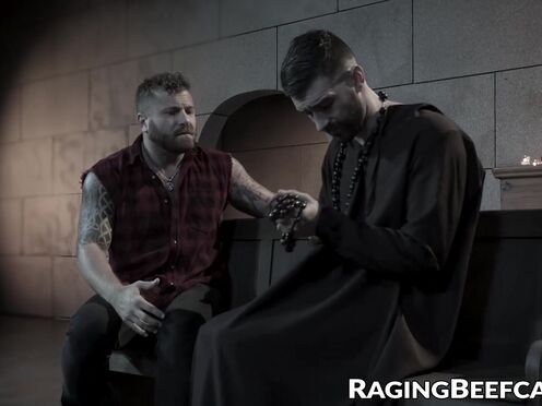 Inked mechanic gets robbed & butt banged by two thieves