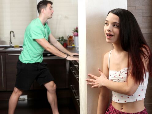 Tiny Spanish teen step sister Ohana Petite caught masturbating by step brother