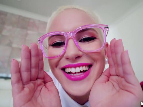 Super Adorable Petite Student in Glasses Blows