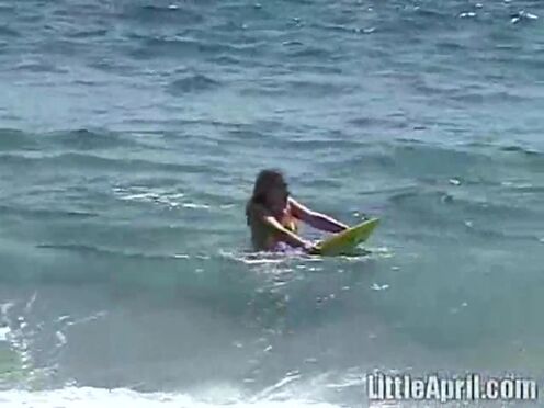 Little april outdoors showing off her body