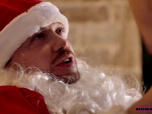 Hot Mom Sits On Santa's Lap