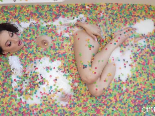 Titty Brunette Maddy May Rubs Her Clit & Drills Herself with a Pink Dildo Solo