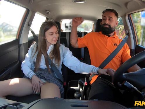 First driving lesson with slutty dorm chick Viks Angel