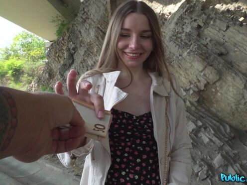 Unemployed brunette beautiful babe needs money & I need her twat! - Arina Timid