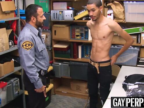 Skinny ebony burglar bareback banged by lustful officer