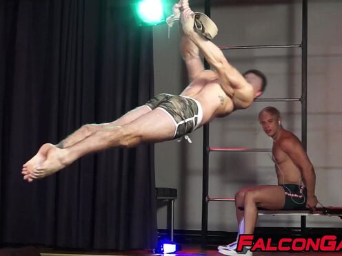 Three muscular hunks pounding raw & sucking in club