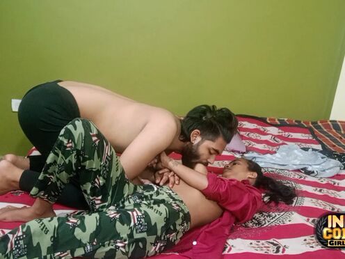 Amateur Indian skinny teen GF sucks & fucks with creampie