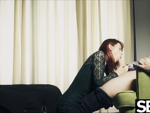 Petite redhead sexy girl has wild multi-orgasmic sex with a stranger