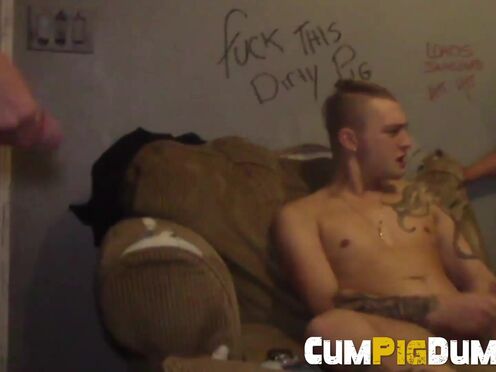 Tattoed lustful guy receives bareback hard by lustful guys