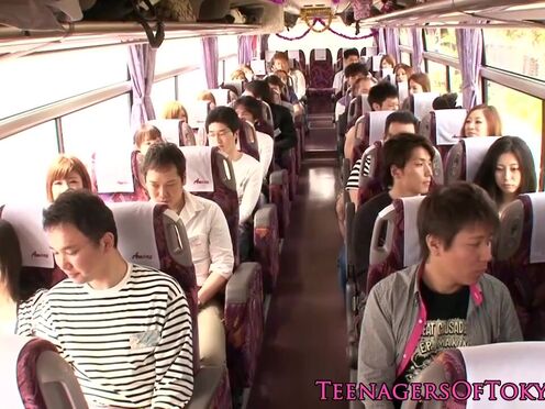 Sexy Asian teen on a bus getting her beaver romped