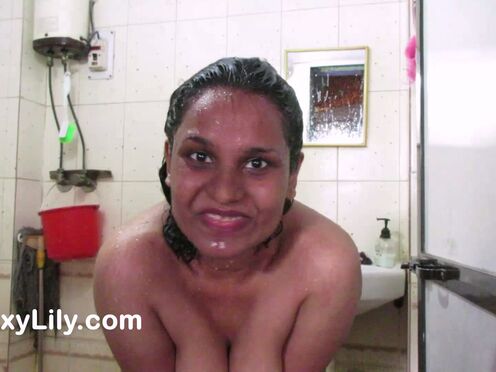 Sexy Shower Sex With Indian Huge Tits Lustful Lily Fingering Desi Muff With Dirty