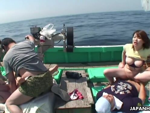 Gang bang on their Japanese trawler