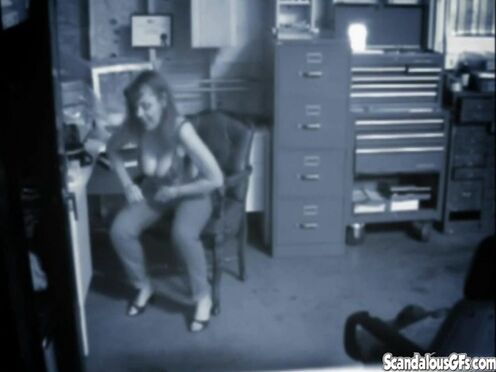 Office masturbation tart toying her wet twat