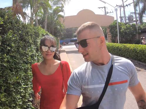 Huge tits Thai amateur GF lustful blowjob & wild fucking on top