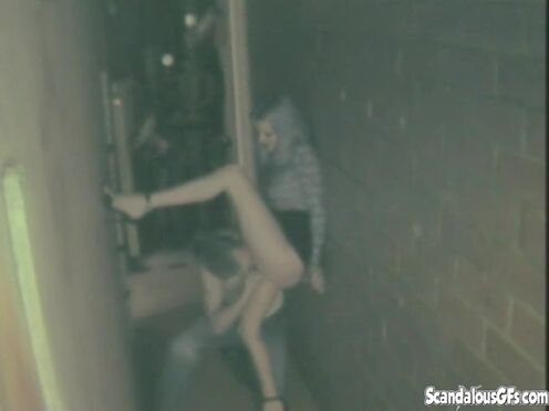 Snatch licked alley hoe bends over for shaft