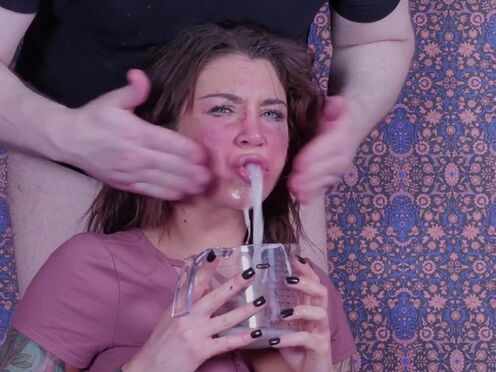 Inked submissive throat screwed