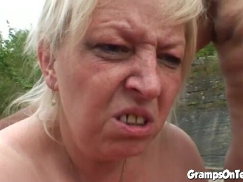 Teen takes gramps shaft by the lake