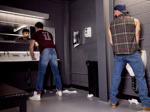 Wild & dirty gay ass pumping in a public restroom - Sean Maygers & Drew Dixon