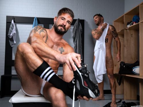 Rough gay sex after rough game in the locker room - Sean Maygers & Chris Damned