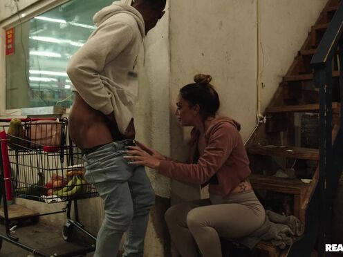Leila Larocco takes on stranger's fat big black cock at the grocery store