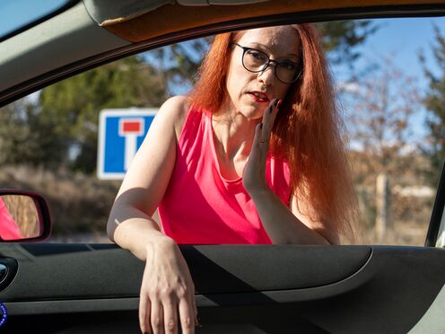 Mature cyclist picked up on the road