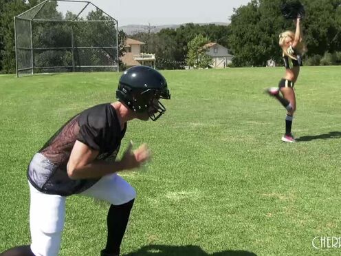 Big Breasted Blonde Cheerleader Honey Blossom Seduces Quarterback Charles Dera