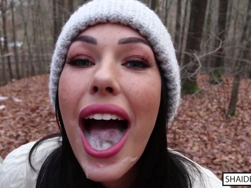 Freckled Teen SUCKS & SWALLOWS in the Woods - Shaiden Rogue