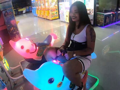 Thai amateur teen GF plays with a vibrator toy after a day of fun