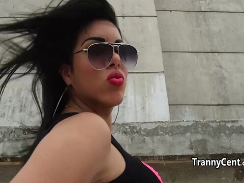 Guy pleases lustful latin t-girl