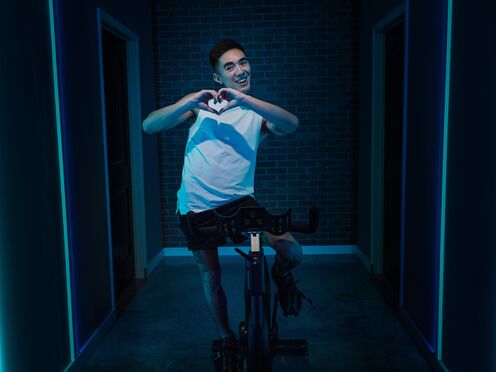 Naked spinning lesson turns into naughty gay ass pumping session - Dante Colle & Ashton Summers