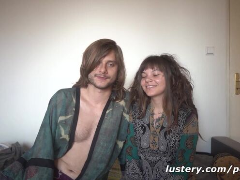 Unshaved hippie babe & her BF