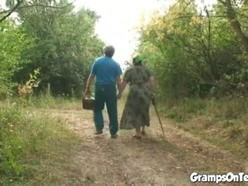 Teen ravaged in the woods by oldie prick