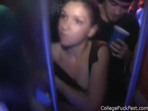 Petite blonde rides university meat at party