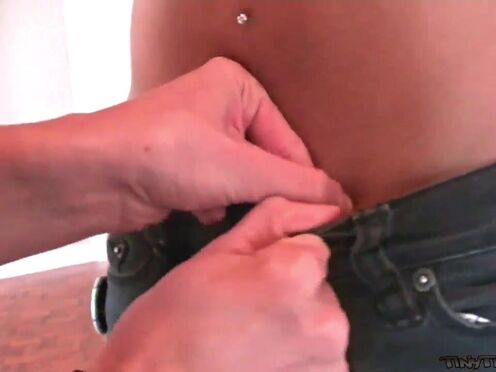 Tiny Trisha Lesbian muff with dildo