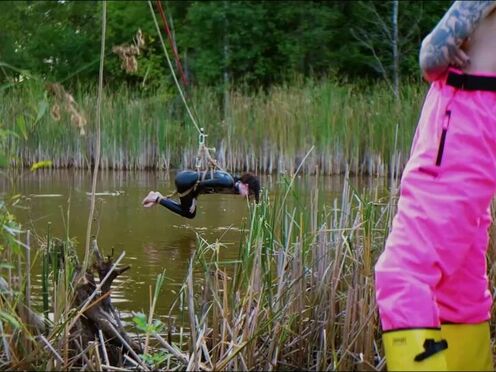 Lezdom beauty in erotic assfucking domination by a quiet serene river