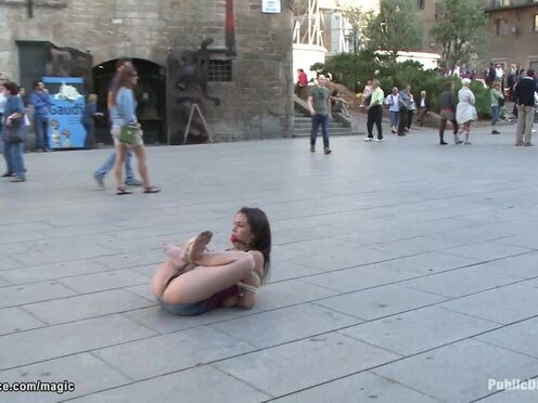 Spanish hottiewalked in crowded streets