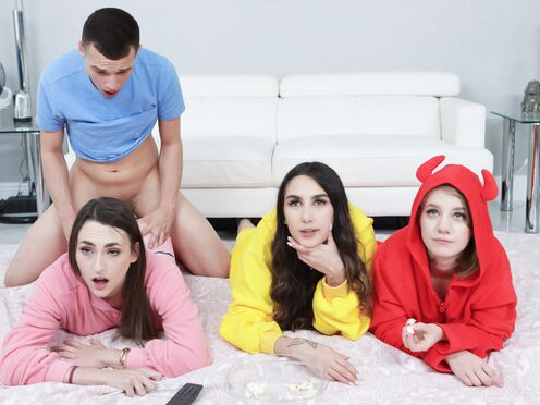 Fun Boner Slumber Party for Natalia Nix Dani Damsel & Dakota Burns