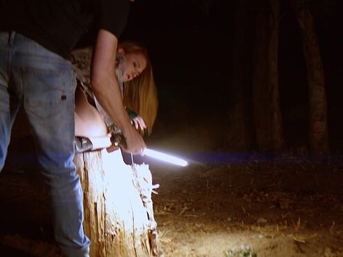 Spanked & anally probed in the forest