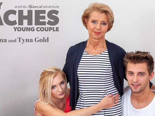 Grandma teaches a young couple the ways of steamy sex