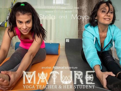 Mature Yoga professor has a special lesson for her lesbian schoolgirl