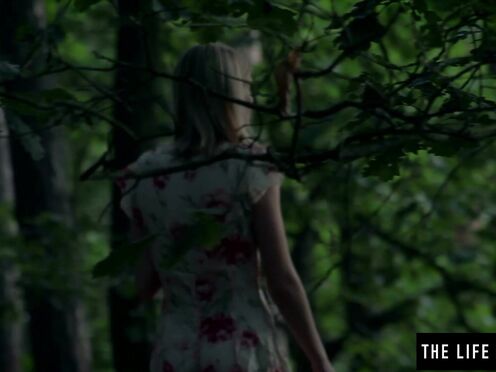 Skinny blonde Nastya C gets naked & dirty in the woods