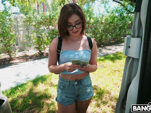 Nerdy Miami babe Leana Lovings hops into the Bangbus