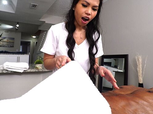 Asian masseuse MUST see what's hiding under the towel - Evie Ling