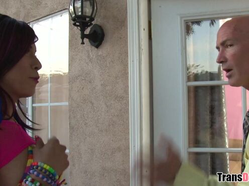 Amazingly big titted ginger shemale ravaged quickly in guesthouse