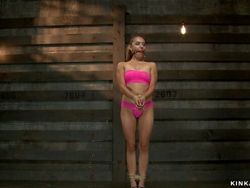 Tiny Latina whipped on hogtie