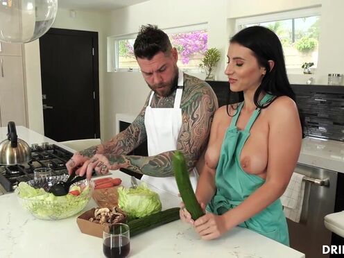 Nelly Kent sucks shaft in a kitchen before assfucking riding