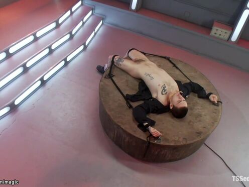 Bound cop anal fucked by Shemale clone