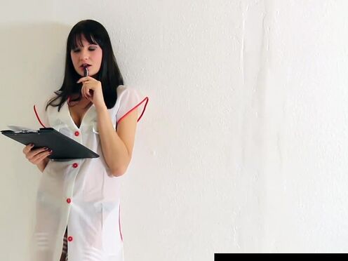 Naughty nurse Bree Haze is pushing finger up her bootyhole