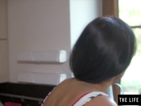 Superb brunette Lee Anne masturbates with a ebony dildo